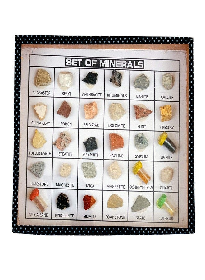 SquareDrop Set of Minerals with All Minerals Samples in Wooden Box - Chemistry - Physics Teaching Hands-On Tools for Students and Teachers - Image 2